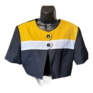 Vintage 1980s Brownstone Studio Colorblock Cropped Blazer